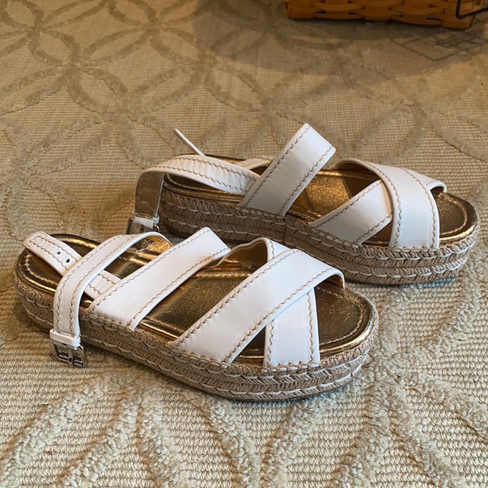 Prada never worn size 40 white leather espadrilles